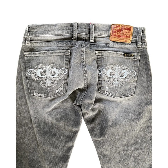 Vintage Lucky Brand Dungarees Royale Lil Maggie Gray Boot Cut Jeans Size 29 - Picture 3 of 6